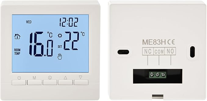 Flylin Week Programmable Thermostat, Digital LCD Display 0-95 , NTC Sensor, Gas Fireplace Thermostat, Low Voltage Smart Temperature Controller 5A with Child Lock