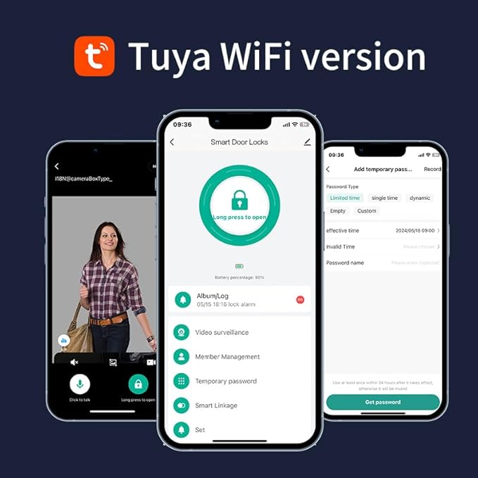 Generic DF65 3D Face Recognition Smart Lock - Black