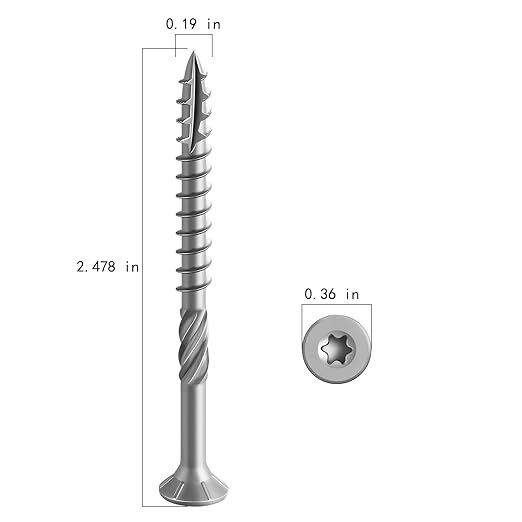 #10 * 2-1/2" 304 Stainless Steel Deck Screws, (89pcs) 1 lbs.Exterior Wood Screws, Rust Resistant Epoxy Coated, Bronze, T20 Star Bit