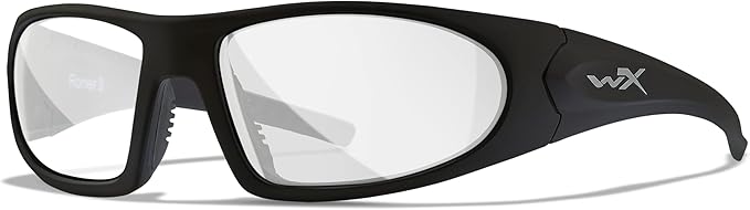 Wiley X ROMER 3 Sunglasses, Ballistic Rated ANSI Z87 Safety Glasses, UV Eye Protection for Shooting, Fishing, Biking, and Extreme Sports, Black Frames, Changeable Tinted and Clear Lenses