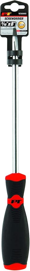Performance Tool W30995 Black & Red Slotted Screwdriver, 5/16" x 8