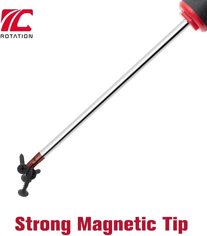 ROTATION 8PCS Magnetic Tip Torx Screwdriver Set, 8 Torx Star Screwdrivers, T8, T10, T15, T20, T25, T27, T30, T40 Red Tip | Red, Gloss, S2 Steel