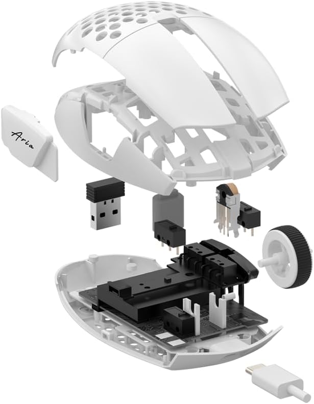FANTECH ARIA XD7 Wireless Gaming Mouse Pixart 3395 Gaming Sensor 26000 DPI, HUANO Switches, Super Lightweight 59 Grams and Ambidextrous Egg Shape, 3 Mode Connectivity, White