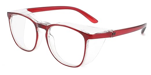 Alsenor Safety Glasses Anti Fog Goggles Protective Eyewear Blue Light Blocking Anti Dust UV Protection Glasses For Men Women (Red)