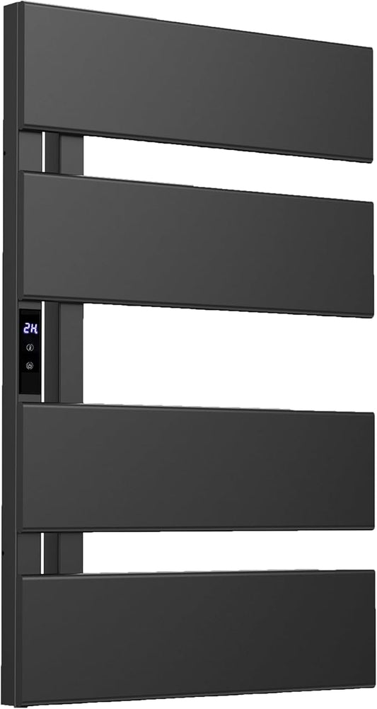 Electric Heated Towel Warmer Rack - Wall-Mounted with Timer & Temperature Control, Plug-in/Hardwired, Fast Heating, Smart Touch Panel