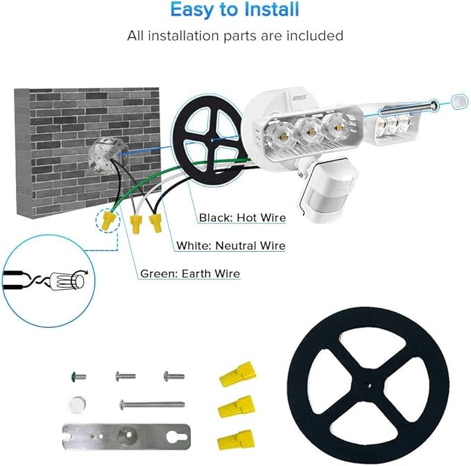SANSI LED Outdoor Motion-Activated Security Lights, 27W (200W Equiv.) 2700lm, 5000K Daylight, Waterproof Flood Light with Adjustable Head, 5 Year Warranty, White