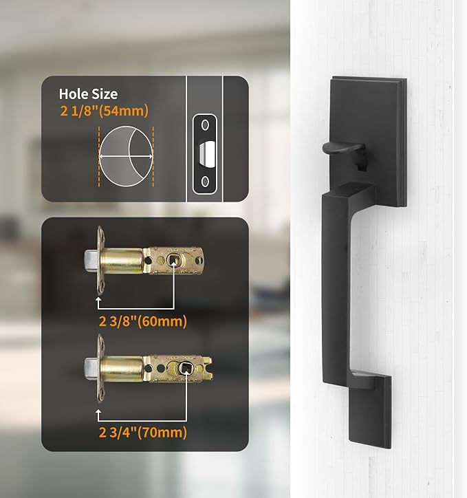 Aqara Front Door Handleset, Single Cylinder Exterior Door Entry Handle with Door Lever, Reversible for Right and Left Handed Sided Doors, Non-Locking, Ideal for Modern Doors Smart Locks