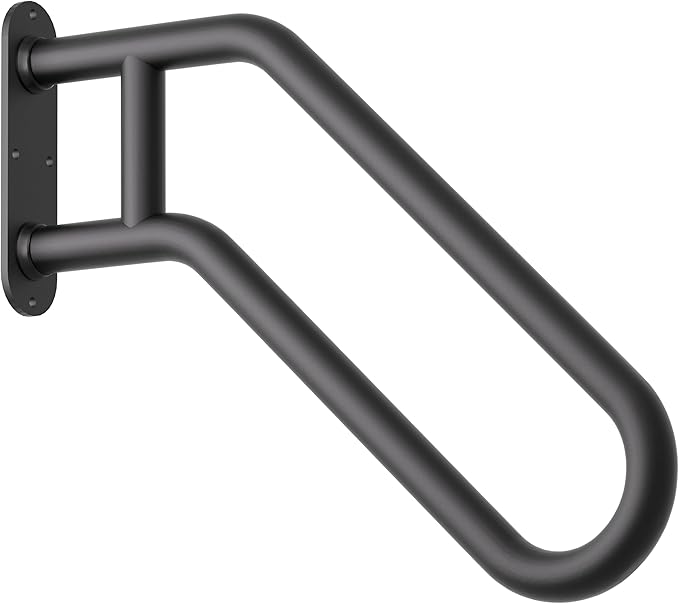 Hand Rails for Outdoor Steps, Exterior Steps Handrails, Wrought Iron Heavy-Duty Stair Railing, 26" U-Shaped Rail for Garage, Porch, Deck, and Garden (Upgrade)