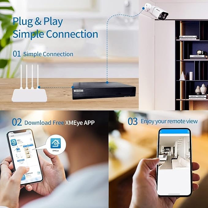 WESECUU Poe Security Camera, IP Camera, CCTV Camera, Surveillance Camera, Poe Camera Only Match POE Security Camera System with Motion Sensor,NoSubscription