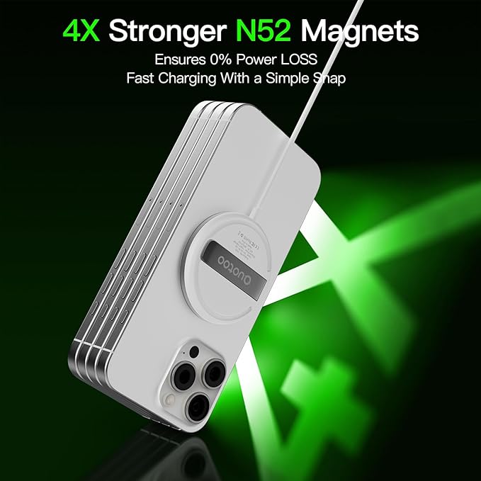 2025 Apple 15W Mag-Safe Charger 4FT Magnetic Wireless Charger 20W Fast Charging Block Compatible with iPhone17/16/15/14/13/12 Series & AirPods 4/3/2/Pro/for iPhone Wireless Charger Stand(white1p)