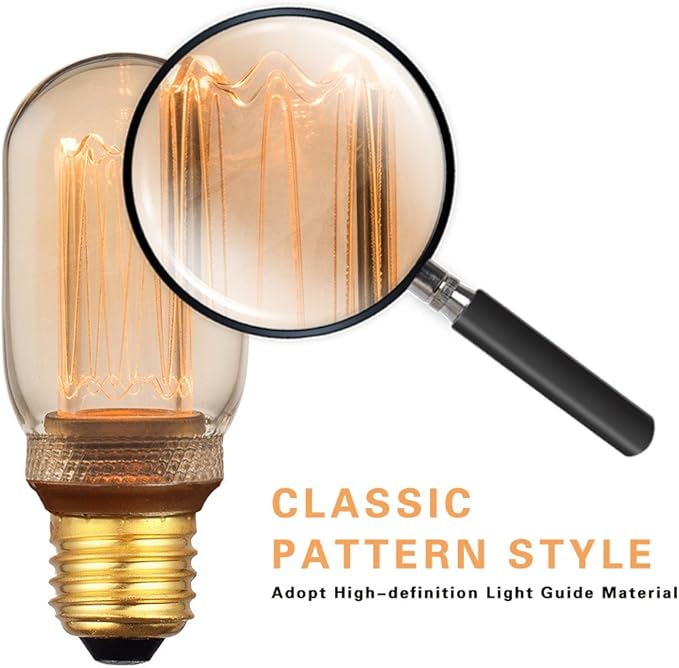 Decorative Light Bulb, Vintage Edison Small Bulb, Dimmable LED Short Tubular Bulb, 3.5W Low Lumen Eye-Caring Soft Dim Lighting for Mood(Not Daylight White), E26 Medium Base, Amber RN T45