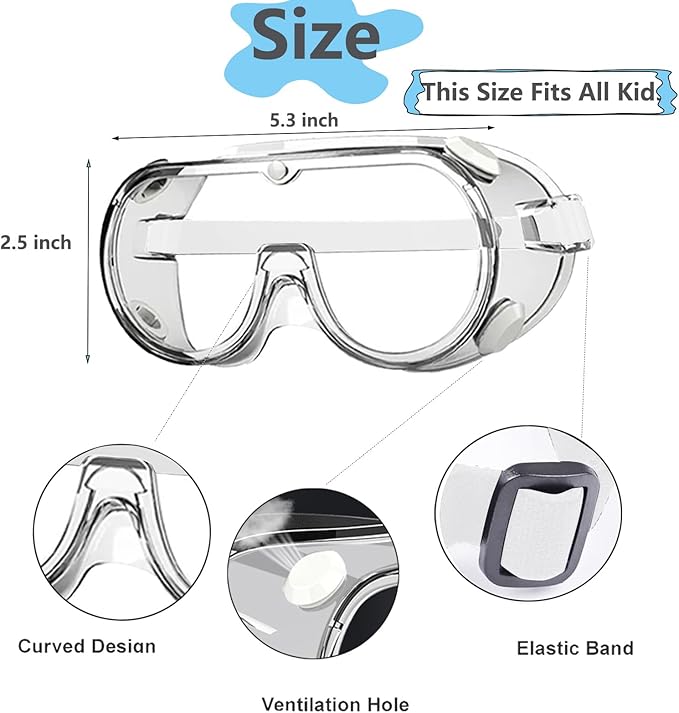 5 Pieces Kids Safety Goggles, Lightweight Polycarbonate Lenses and PVC Frame, Eye Protection for Kids
