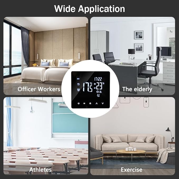 Wi-Fi Smart Thermostat Temperature Controller for Electric Heating LCD Display Touch Screen Week Programmable App Control Underfloor Heating Thermostats for Home Office School Hotel