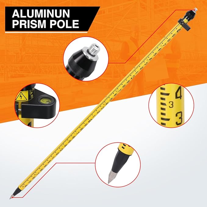 Aluminum GPS Pole, GPS Poles with Snap-Lock for Land Surveying & Engineering GPS/GNSS Accessory and Instruments (GLS26A)