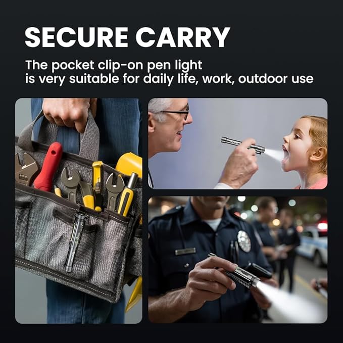 Magnetic Rechargeable Pen Light - 600 Lumen Dimmable EDC Flashlight, IPX4 Waterproof Work Light with Clip & COB LED for Mechanics, Nurses, Emergency(Grey)