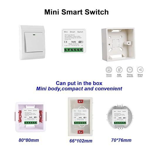 WiFi Smart Light Switch Compatible With Alexa/Google Home, APP Remote/Voice Control, DIY Mode, Timer Function, LAN Control, No Hub Required, 2 Way 16A (2 Pack)