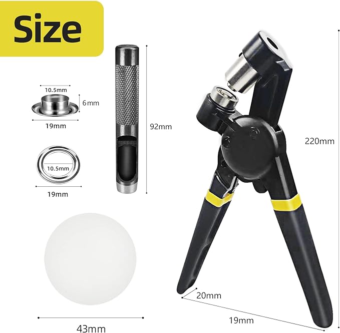 Grommet Tool Kit, 3/8 inch Handheld Eyelet Kit Manual Grommet Press Machine with 500 pcs 10 mm Grommets