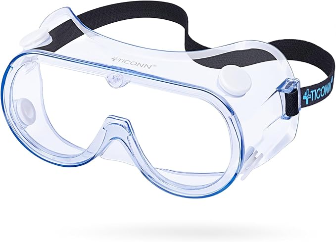 TICONN Anti-Fog Safety Goggles, HD Clear Eye Protection, ANSI Z87.1 Lab Goggles for Chemistry, Industrial