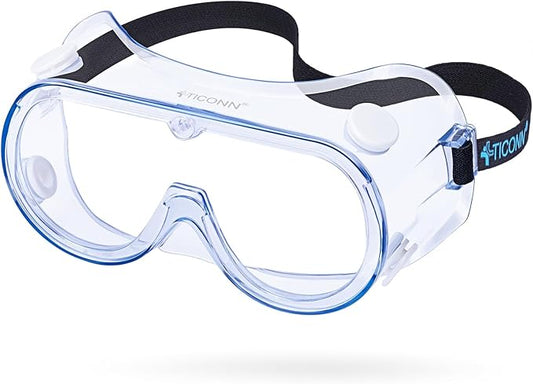 TICONN Anti-Fog Safety Goggles, HD Clear Eye Protection, ANSI Z87.1 Lab Goggles for Chemistry, Industrial