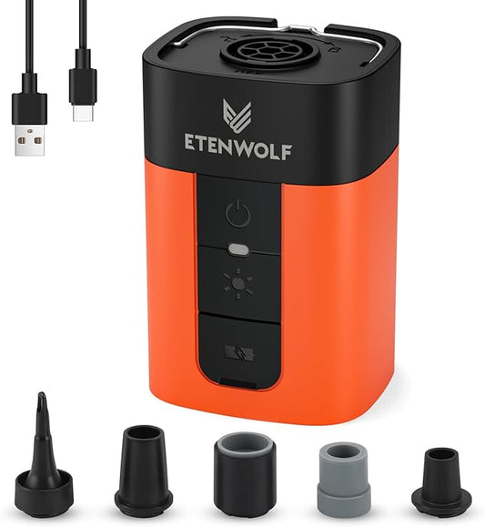 ETENWOLF AIR 5 PRO MAX Air Pump for Inflatables, Portable Electric Air Pump with 10400 mAh Battery, 4X Quick Inflator & Deflator, 720 L/min Pump for Pool Floats, Vacuum Storage Bags