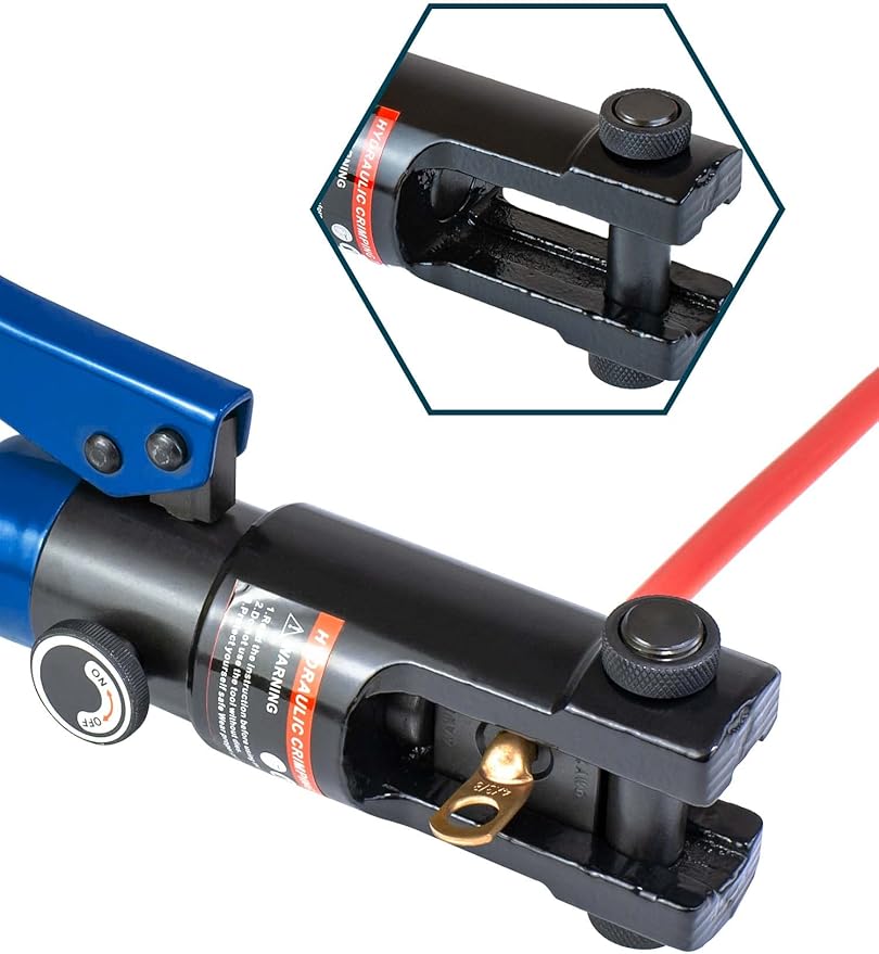 AMZCNC 12 Ton Hydraulic Crimping Tool with 9 Standard American Dies, Crimps 8AWG to 4/0 AWG, Hardened Steel Construction with Oxidized Surface for Durability(Standard US 8AWG to 4/0AWG)
