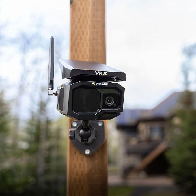 Vosker VKX Solar Powered 4G-LTE Outdoor Cellular Security Camera - No WiFi Needed, Motion Activated, Night Vision, SIM Card Included, On-Demand Mode - 15s Video Clips, IP65 Weather-Resistant