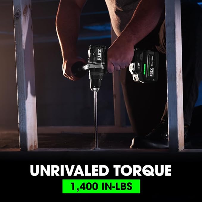 FLEX 24V Brushless Cordless 1/2-Inch 1,400 In-Lbs Torque 2-Speed Hammer Drill Turbo Mode Tool Only, Battery and Charger Not Included - FX1271T-Z