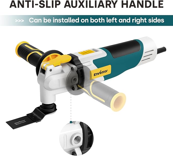 Enventor Multi Tool Saw, Electric Oscillating Saw with 43PCS Accessories, Auxiliary Handle, 15000-22000 OPM, 6 Variable Speeds, 3°Oscillation Angle for Cutting, Scraping, Sanding