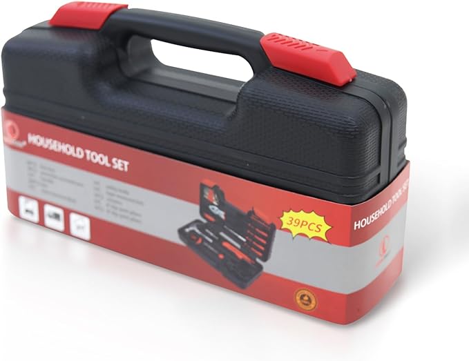39-Piece Household Tools Kit - Comprehensive and Essential Repair Set Tools for College Students, Home Use & More (39p-red)