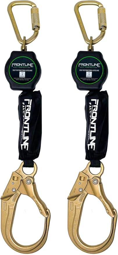 Frontline RPA12R 12' Aramid Web Single Leg SRL with Steel Rebar Hook | Lightweight, Durable & Compact | 310 lbs Capacity | Aramid Fiber Webbing | ANSI & OSHA Compliant | ISO Lab Tested (2 Pack)