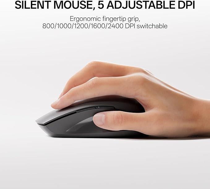 Rapoo 9050S Multi-Device Keyboard and Mouse Combo, 2.4GHz/Bluetooth 5.0/4.0 Wireless Keyboard & Mouse Set for Windows/Mac/Linux/Chrome, Support 4 Devices, Rechargeable, Silent Click, Black