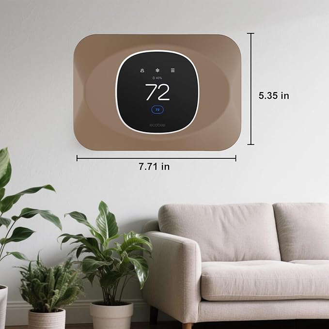 Wall Plate Cover Compatible with New 2025 Ecobee Smart Thermostat Essential, Practical Ecobee Thermostat Trim Kit, Programmable WiFi Thermostat Accessory (1, Mocha)