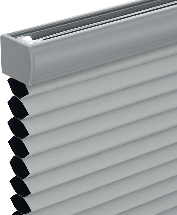 Changshade Custom Cordless Cellular Shades, Blackout Honeycomb Shades for Windows, Pull Down Pleated Blinds, Easy to Install for Indoor Windows and French Doors, Grey