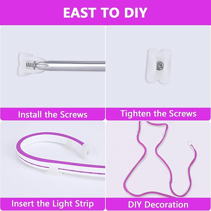 Lamomo LED Neon Lights Halloween, 16.4ft Purple LED Strip Light, 12V 0.39In/Cut Silicone Waterproof DIY Neon Rope Light for Bedroom Indoor Outdoor Decoration（Power Adapter not Included）