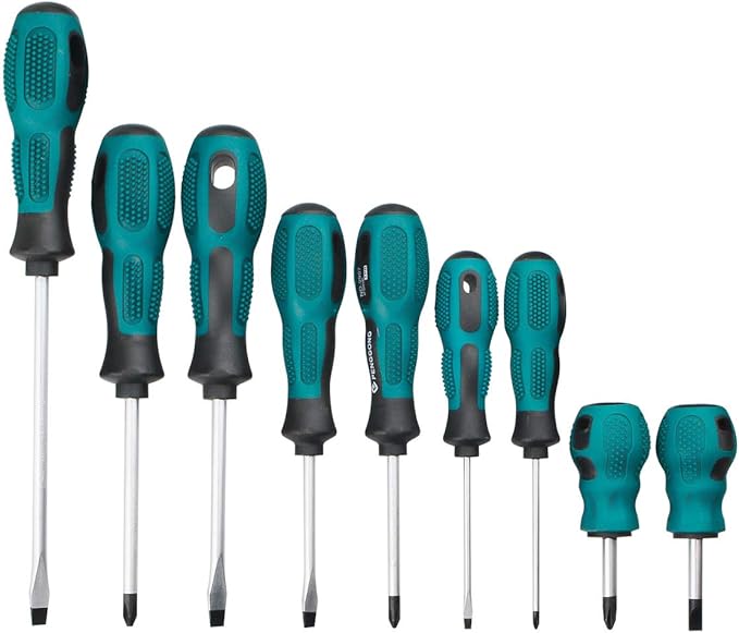 9 PCS Magnetic Screwdriver Set Professional Cushion Grip 5 Flat Head and 4 Phillips Tips Screwdriver Non-Slip for Repair Home Improveme Craft