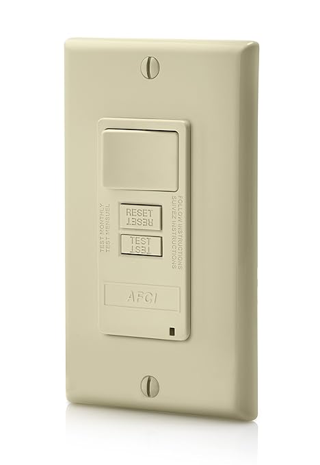 Leviton Combination, 15 Amp, Self Test, LED Indicator Light, AFSW1-I, AFCI/Switch, Ivory