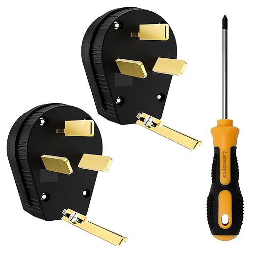 NEMA 10-30/50P Straight Blade Angle Plug 2Pack, AC Dryer Replacement Male Angle Plug, Non-Grounding Heavy Duty Universal Power Male Connector for Dryers 30/50Amp,125/250Volt-with 1 Screwdriver