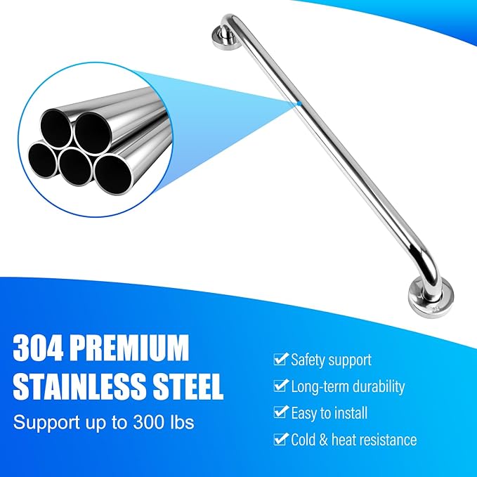 supregear Grab Bars for Shower, 24-Inch Bathroom Safety Handles for Elderly, Stainless Steel Handicap Grab Rail for Kitchen Bedroom Bathtub and Steps