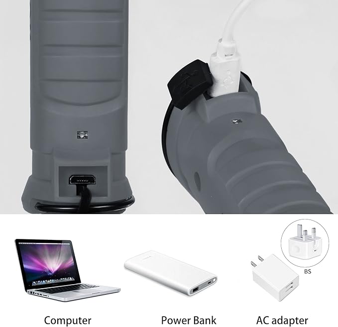 LED Rechargeable Flashlight, Mechanic Tools Trouble Light Cordless Worklight with Magnetic Base 360°Rotate 5 Modes,Portable Inspection Troch for Mens Gift,Automotive,Camping and BBQ(2 Pack)