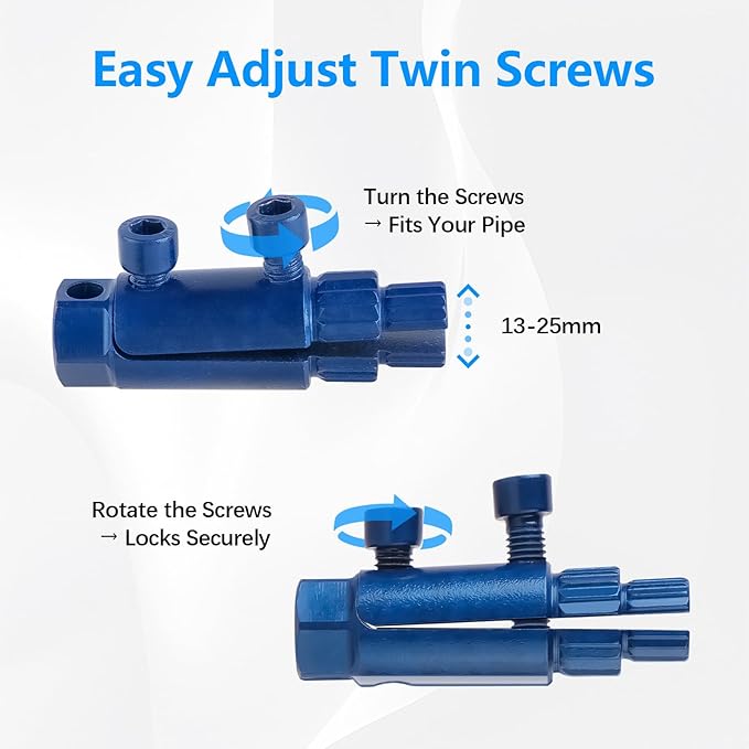 Broken Pipe Extractor Tool - Broken Faucet Removal Tool for 1/2", 3/4", 1" Pipes | Removes Rusted/Damaged Faucet Bolts & Pipe Threads (Blue)