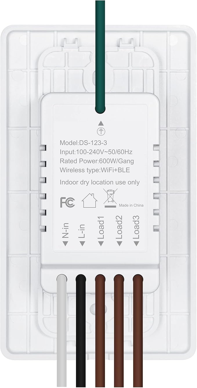 Nexete Smart Triple Light Switch, Remote Voice Control, Compatible with Alexa & Google Assistant, Neutral Wire Required (1-Pack)