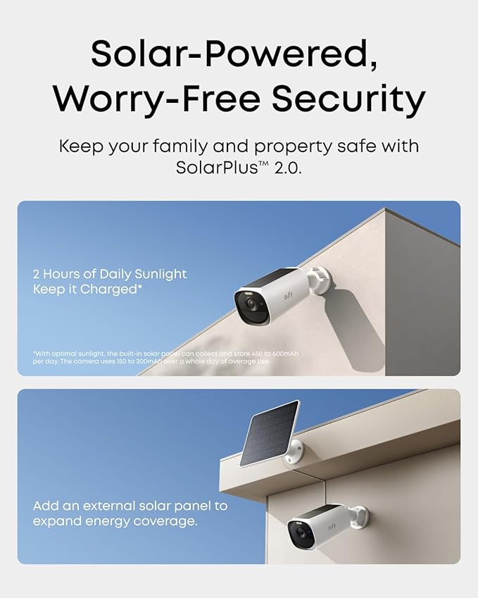 eufy Security eufyCam E40 2-Cam Kit (HomeBase 2), Outdoor Wireless Solar Security Camera, 2K Resolution with Integrated Solar Panel, MaxColor Night Vision, Local Storage, No Monthly Fee