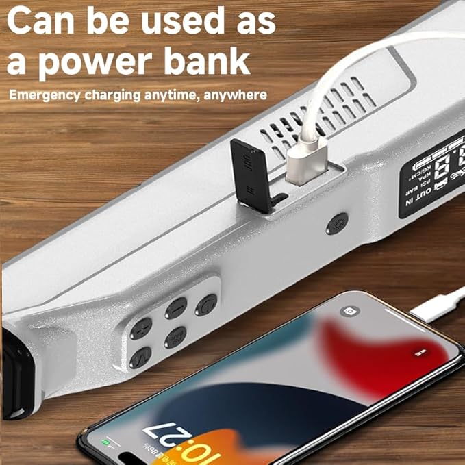 Portable Air Pump & Tire Inflator 3-in-1 Emergency Tool Kit – High-Power LED Flashlight, 150 PSI Cordless Compressor, 12 V DC & Rechargeable Battery, Digital Pressure Gauge for Car, Bike, Motorcycle,