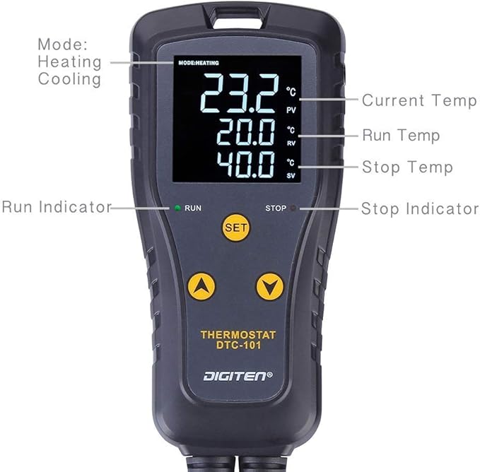 Digital Temperature Controller Simple Stage Thermostat Outlet Heating & Cooling Mode for Chest Freezer Refrigerator Homebrew Fermenter Greenhouse 110V 10A 1100W