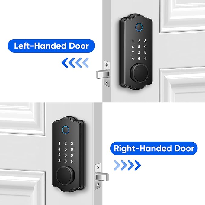 Fingerprint Smart Door Lock, Keyless Entry Deadbolt, Electronic Biometric Deadbolt with Phone/Watch App Control, Auto Lock with Touchscreen Keypad for Bedroom, Front Door, 7 Ways to Unlock