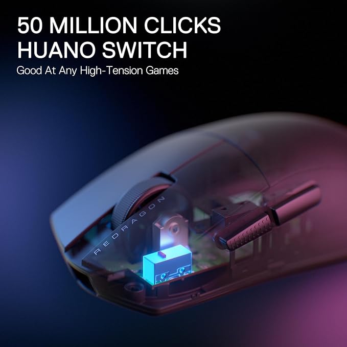 Redragon M922 PRO 3-Mode Wireless Gaming Mouse, 51G Ultra-Light 26K DPI Mouse w/Ergonomic Natural Grip Build, Full Programmable Buttons, Software Supports DIY Keybinds & DPI