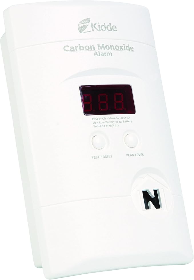 Kidde Carbon Monoxide Detector, Plug In Wall with 9-Volt Battery Backup, Digital LED Display