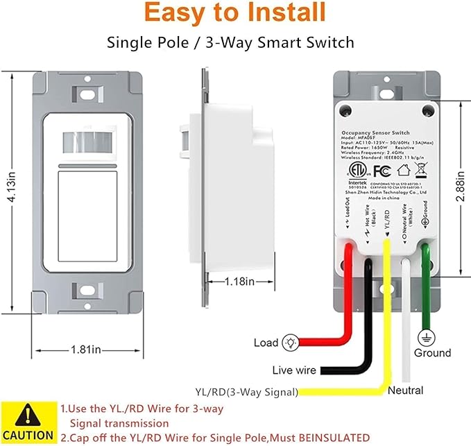 Nexete Smart Wi-Fi Motion Sensor Light Switch,Motion Detector PIR Infrared Motion for Alarm System & Smart Home Automation, Compatible with Alexa & Google Assistant (Sensor Switch 1-Pack)