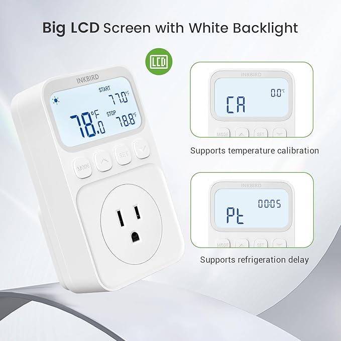 INKBIRD Plug in Thermostat 15A 1800W, Programmable Heating Cooling Digital Temperature Controller Timer for Window A/C Fan Heater Greenhouse Homebrewing Reptile