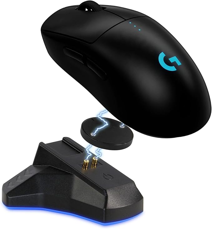 Logitech PRO 2 Lightspeed Wireless Gaming Mouse, Black | Hero 2 Sensor, 44k DPI, 8 Programmable Buttons, LIGHTFORCE Switches, RGB Lighting, Lightweight, PC/Mac | with Signature Series Charging Dock